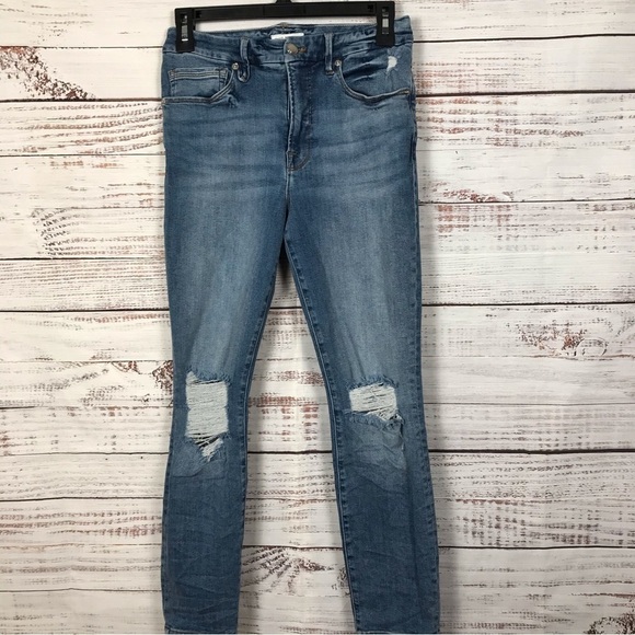 Good American ripped size 4 denim raw hem ankle‎ casual  cropped jeans - Picture 1 of 6